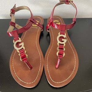 Red patent sandals